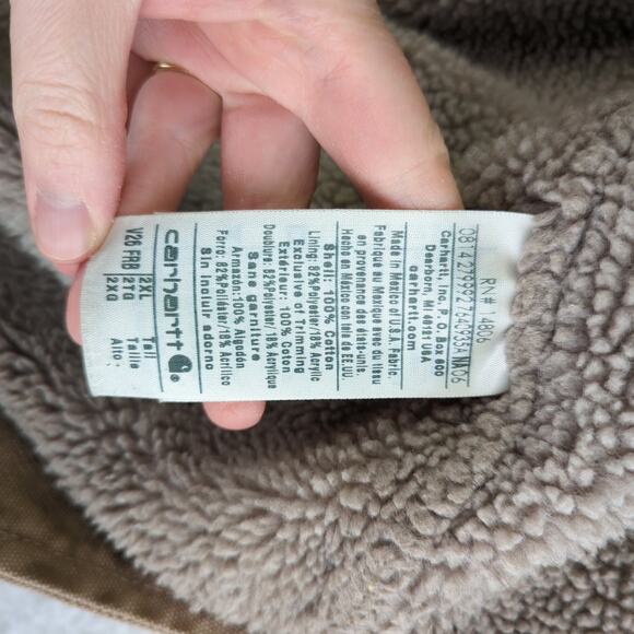 Carhartt Sherpa Lined Sandstone Rugged Canvas Vest V26 FRB Men's Size 2XL Tall - Picture 9 of 9